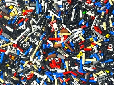 Lego Lot of 400 Technic Pins Connectors Rods Axles Blue Red Black Gray Plus More - Image 1 of 4
