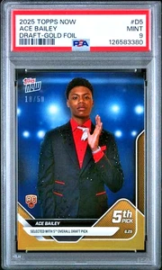 Ace Bailey RC GOLD FOIL #/50 - 2025 Topps Now Draft Night #D5 Jazz PSA 9 - Bild 1 von 3