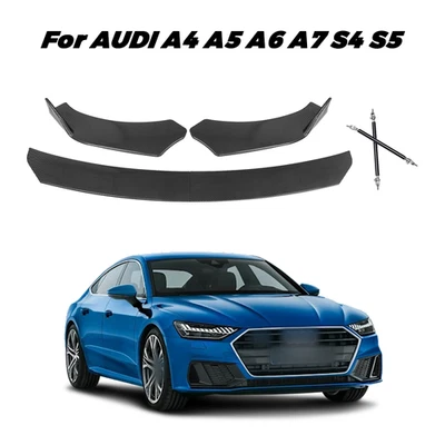 For AUDI A4 A5 A6 A7 Front Bumper Lip Spoiler Carbon Style w/ Strut Rods Foto 1 de 4