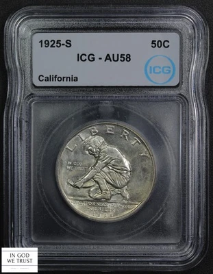 1925 S California Diamond Jubilee Commemorative Silver Half Dollar 50C ICG AU 58 - Image 1 of 4