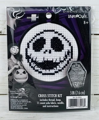 Jack Skellington Pesadilla antes de Navidad Dimensiones 3" Punto de Cruz Kit NUEVO Foto 1 de 4