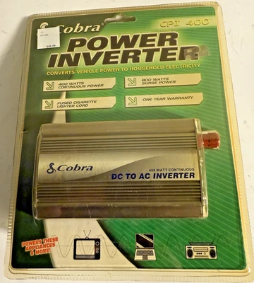Cobra CPI 400 Portable Power Inverter - 400 Watt 2  AC Outlets - Image 1 of 4