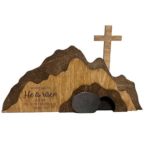 Empty Tomb Easter Decor Resurrection Scene and Crosses Wooden Decoration1320 - Picture 1 of 6