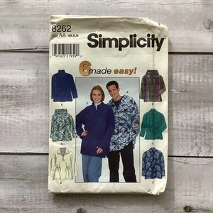 Simplicity 8262 Sewing Pattern 1/4 Zip Pullover Jacket Unisex Adult XS-M UNCUT - Picture 1 of 4