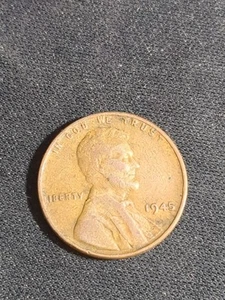 1945 1C RD Lincoln Wheat Penny Cent - No Mint Mark - "L" On Rim -  "Iberty" - Picture 1 of 3