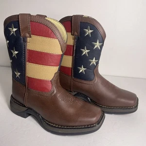 Lil' Rebel Durango Little Kids' American Flag Western Cowboy Boots Size 1.5M EUC - Picture 1 of 9