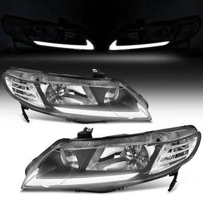 Headlights Assembly For 06-11 Honda Civic 4Dr Sedan LED DRL Headlamps Pair Foto 1 de 4