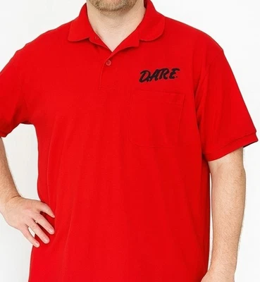 Vintage D.A.R.E. Polo Rojo Cristal Muelles Hombre Mediano Hecho en USA 80s 90s Foto 1 de 4