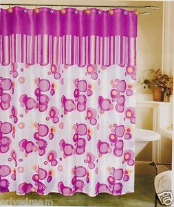 New Modern Design Printed Fabric Shower/Bath Curtain + Metal/Ceramic Hooks/Rings - Picture 1 of 3
