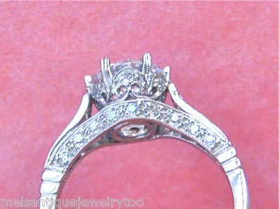 ANTIQUE STYLE DIAMOND SOLITAIRE PLATINUM ENGAGEMENT RING MOUNTING 6.5mm or 8mm - Image 1 of 4