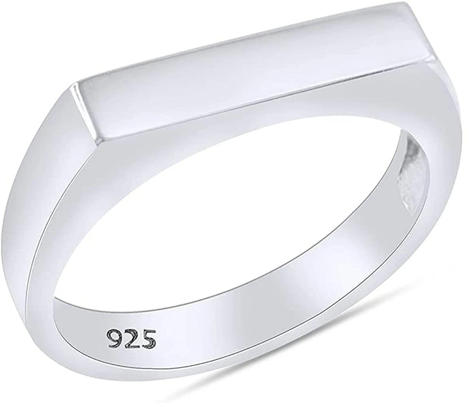 Stackable Signet Men's Ring 14k Gold Plated Sterling Silver 925 - Image 1 of 4