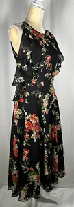 Alex Marie Dress Maxi Flare 8 A- Line Sleeveless Modest Black Chiffon Ruffle New - Picture 1 of 12