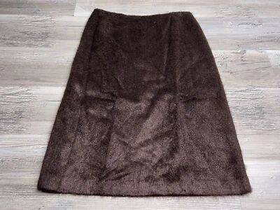 Falda de Lana Anne Klein Mezcla de Seda Forro Midi Lápiz Marrón Oscuro Talla 6 Academia Foto 1 de 4