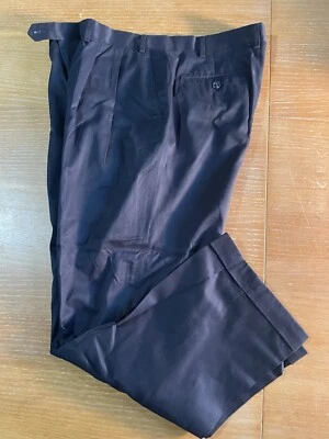 MEN'S T. HARRIS LONDON PANTS Navy Blue pleated With Cuffs 36 Waist 30 Inseam - Image 1 of 4