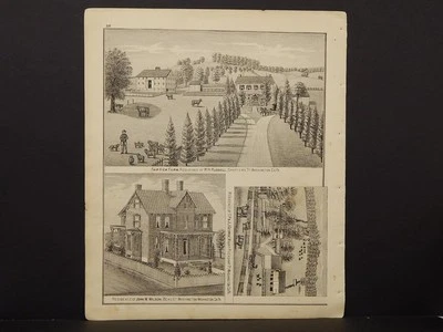 Mapa de Pensilvania, condado de Washington, 1876 grabados doble cara N5#56 Foto 1 de 2