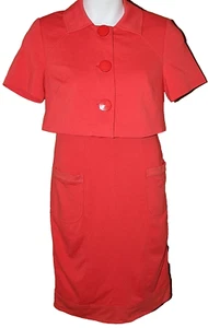 Traje Kay Unger Coral Naranja Vestido Sin Mangas 8 Manga Corta Chaqueta 10 - Imagen 1 de 11