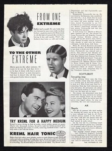 Tónico para el cabello Kreml 1943 feliz medio mejor peine arreglado con anuncio impreso para damas - Imagen 1 de 3