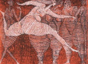 Holzstich Original DIE AKTIVEN V von Robert Schanzenbacher - Bild 1 von 3