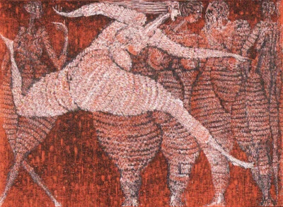 Holzstich Original DIE AKTIVEN V von Robert Schanzenbacher - Bild 1 von 3