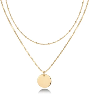 14K Gold Plated Layering Necklaces | Stylish Minimalist Design Pendant Necklaces - Picture 1 of 12