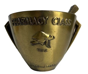Rx Pharmacy Class 1972 Secundum Artem Brass Mortar and Pestle Schering HEAVY - Picture 1 of 9