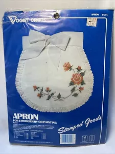 Grembiule vintage artigianale Vogart per ricamo dipinto punto croce rose NUOVO - Foto 1 di 5