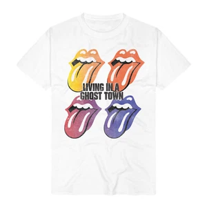 THE ROLLING STONES - Ghost Town 4 Tongues Weiß T-Shirt - Picture 1 of 1