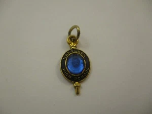 Vintage Napoleon High School Charm Pendant Gold Tone Blue Stone - Picture 1 of 3