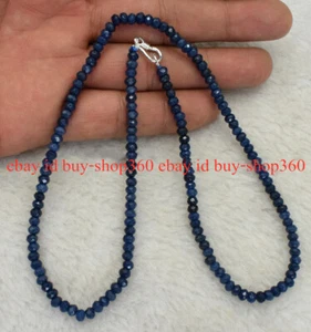 Natürliche 2x4 mm Facettierte Blaue Jade Rondelle Edelstein Perlen Halskette 18 Zoll AAA - Bild 1 von 12
