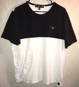 Studio de Vestiti Eleganti Black White Gold Short Sleeve Pullover T Shirt Sz XL - Picture 1 of 12