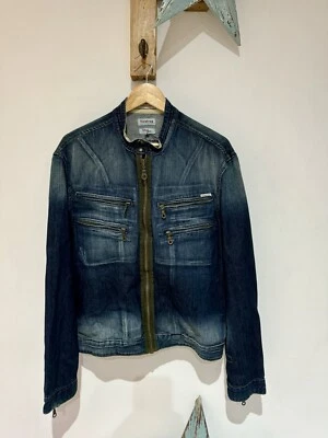 Chaqueta Bomber Firetrap Black Seal Para Hombre De Colección Denim Envejecido Militar Cremallera L Foto 1 de 4