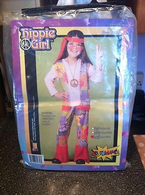 Nuevo Disfraz de Halloween Hippie Niña Flor Niño L 11-14 y Collar de Paz Extra Foto 1 de 3
