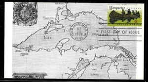 1356 6c Stamp (1968) PERE MARQUETTE FDC MAXI CARD - ANCIENT MAP (RARE) - Picture 1 of 2