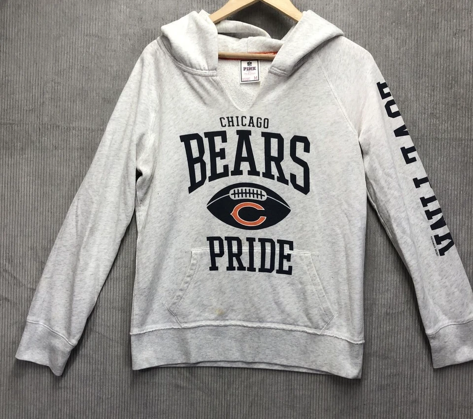 NFL Pink Victoria Secret Chicago Bears Hoodie Size M Thrashed Stained  - Image 1 of 4