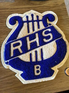 Vintage Chenille Lyre RHS High School Band Emblem Insignia 6" - Picture 1 of 2