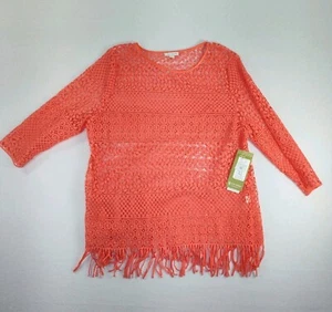 ✅🆕🚨Lady Crochet Shirt ERIN LONDON DU JUOR See Through Hollow Casual 📸SEE📸📏 - Picture 1 of 20