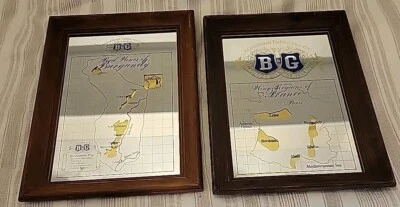 Pair Of B & G WINE BAR MIRRORS WINES OF BURGUNDY/WINE REGIONS OF FRANCE RARE VTG - Image 1 of 4