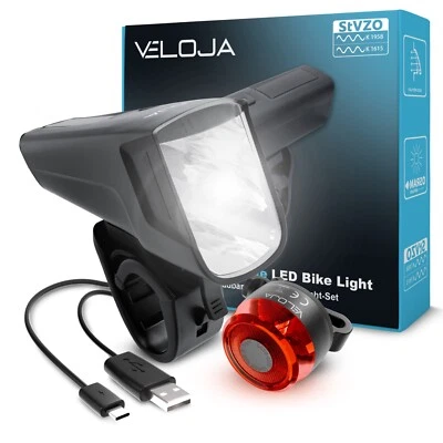 Fahrrad Licht LED Set Akku 100 LUX StVZO zugelassen Beleuchtung USB-C aufladbar - Bild 1 von 4