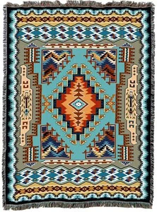 Painted Hills Sky Woven Southwest Tapestry Blanket 100% Cotton - Picture 1 of 2