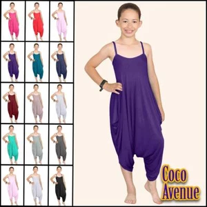New Kids Girls Cami Jumpsuit Italian Drape Baggy Plain Lagenlook Romper Playsuit - Picture 1 of 78