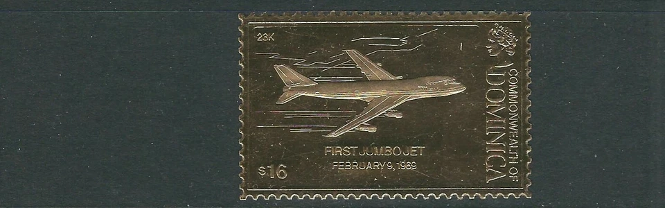 DOMINICA 1978 AVIACIÓN 'PRIMER JUMBO JET 1969' LÁMINA DE ORO EN MUY BUEN ESTADO MNH Foto 1 de 1