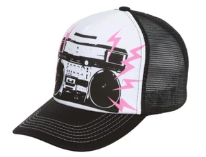 Sombrero de camionero de malla Boombox - negro con blanco - Imagen 1 de 2