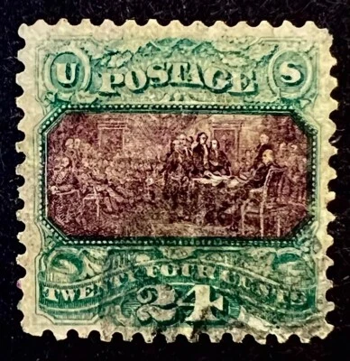 US STAMPS #120 24c USED VLC DECLARATION OF INDEPENDENCE 1869 xf/s= $4500 - Image 1 of 2