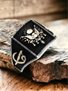 Real Solid 925 Sterling Silver Ottoman Empire Emblem Arabic design VA Ring - Picture 1 of 1