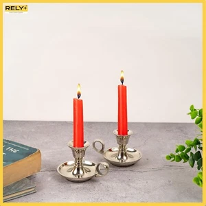 High quality taper silver candle holder set of 2 for  perfect home decoration ! - Picture 1 of 6