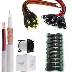 Cavo coassiale siamese 250 piedi RG59 telecamera di sicurezza CCTV 20AWG 18/2 alimentazione DC jack - Foto 1 di 6