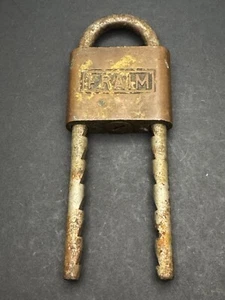 Antico lucchetto vintage FRAIM grillo lungo NO CHIAVE corpo ottone massiccio grillo acciaio - Foto 1 di 8