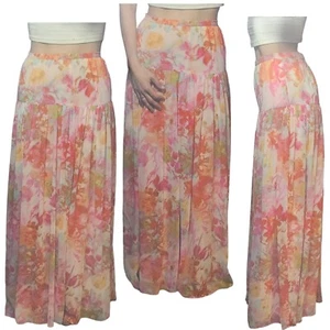 Boston Proper Maxirock verschwommen Bouquet Allover Blumenmuster rosa Gr. 6 UVP 129 $ EUC - Bild 1 von 15