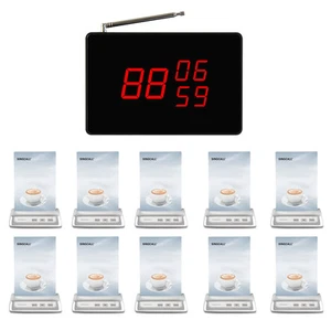 Sistema de llamadas inalámbrico SINGCALL 1 receptor de pantalla, 10 botones para cafetería - Imagen 1 de 12