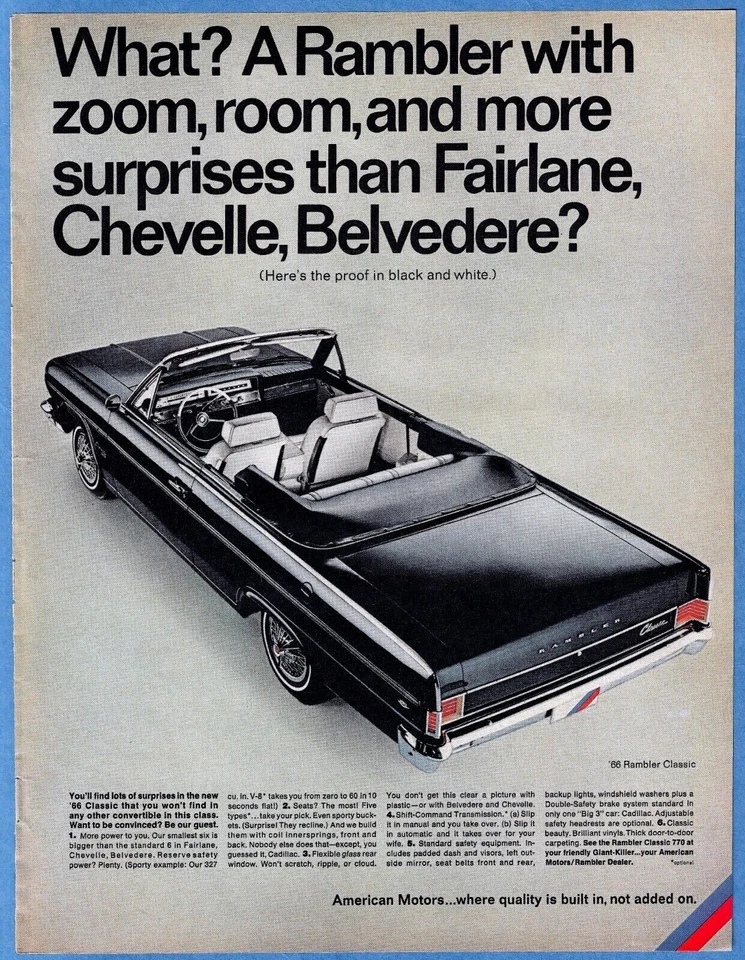 Rambler Classic 1966 anuncio convertible ~ blanco y negro Foto 1 de 1